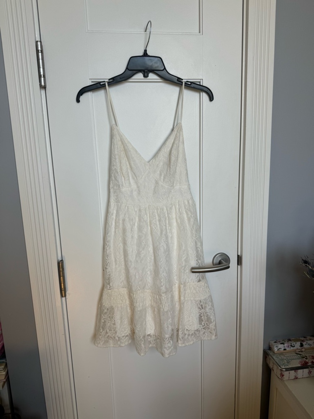 Hollister Cream Lace Spaghetti Strap Mini Dress